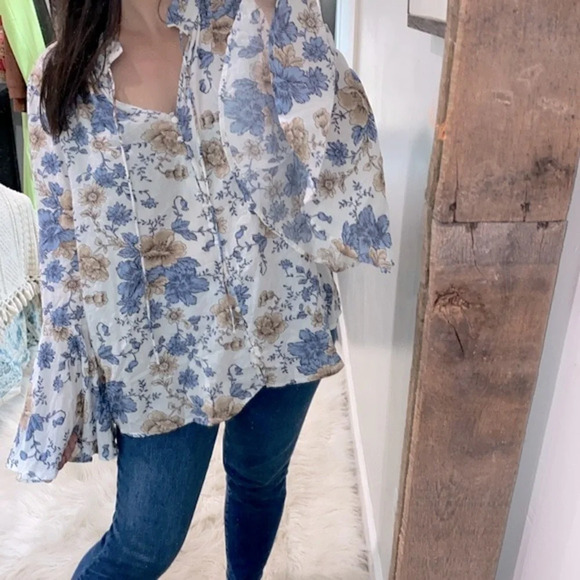 Umgeee boho floral top size large cotton blend - Picture 3 of 10